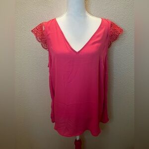 Torrid Pink Lace Sleeve Blouse